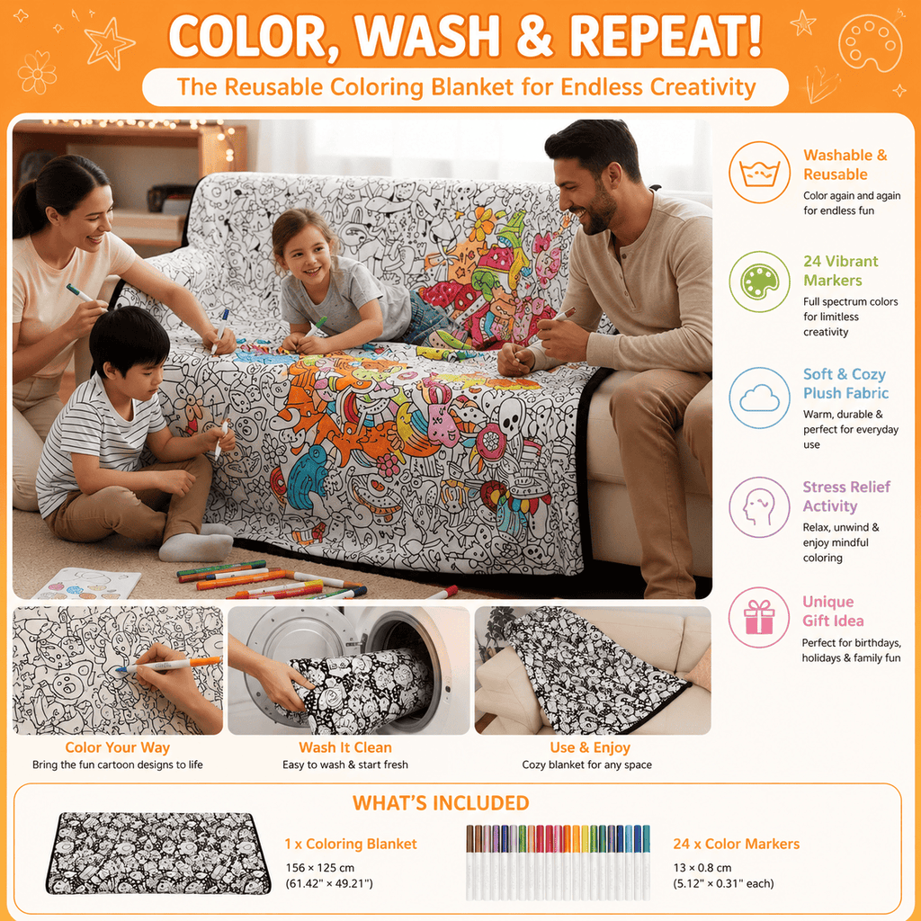 ColorMe Blanket – DIY 24-Marker Coloring Throw