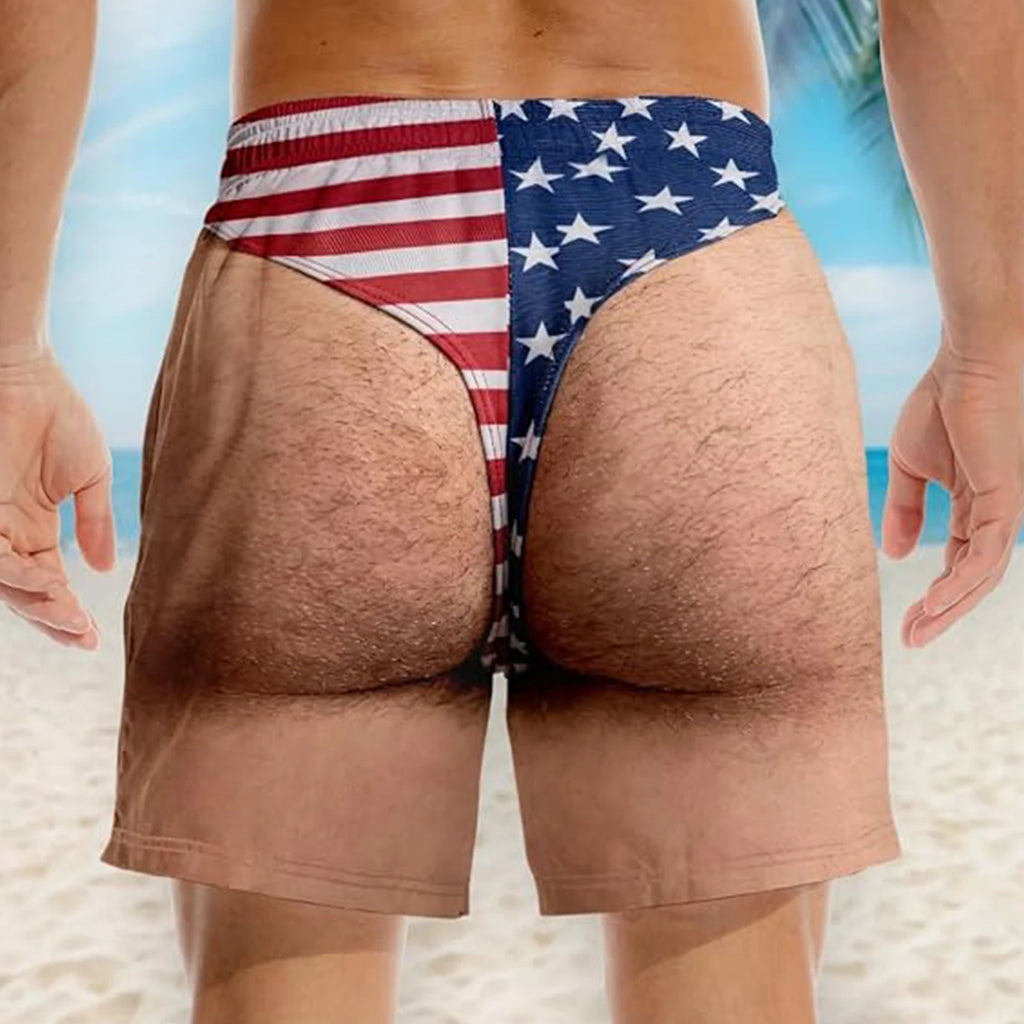 3D Illusion American Flag Swim Trunks