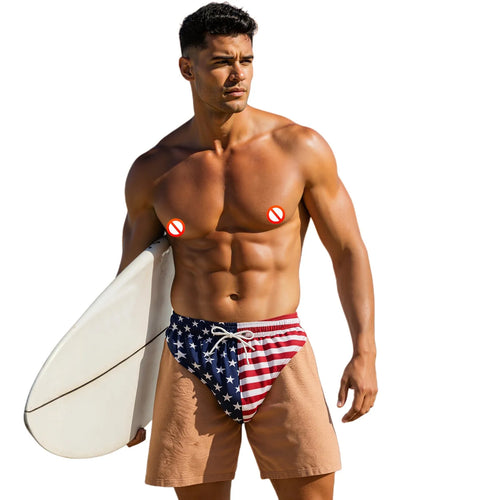 3D Illusion American Flag Swim Trunks