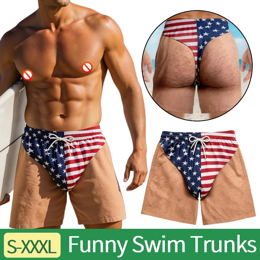 3D Illusion American Flag Swim Trunks
