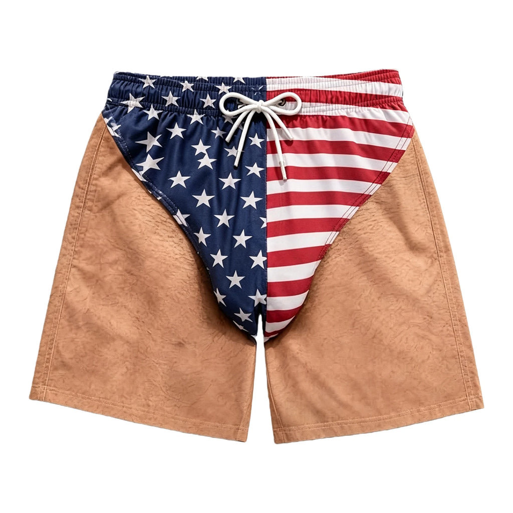 3D Illusion American Flag Swim Trunks